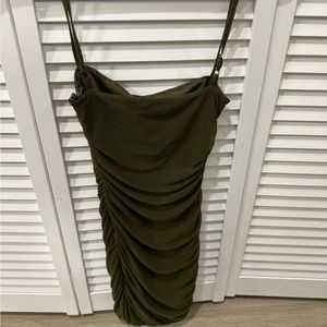 Princess Polly ruched green mini dress